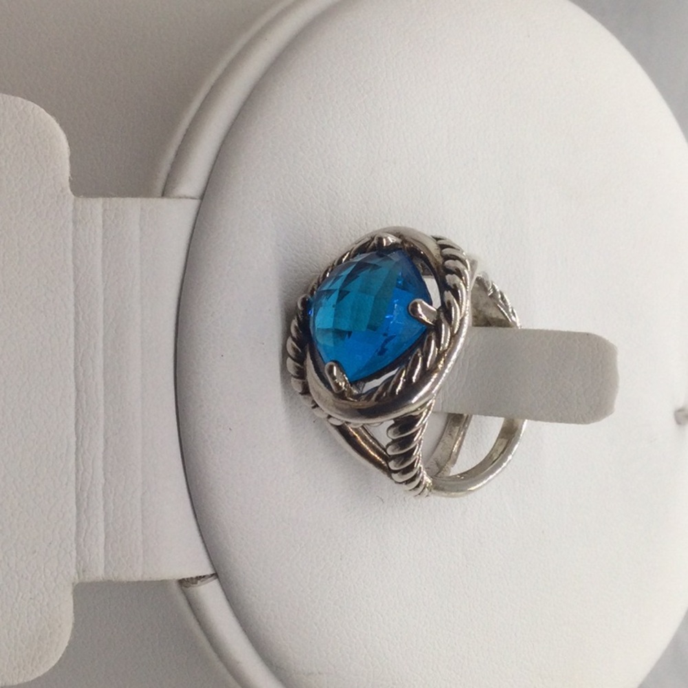 Blue Gemstone Silver Ring - Women Jewelry